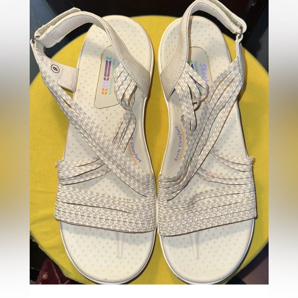 Skechers Cream Strappy Sandals
